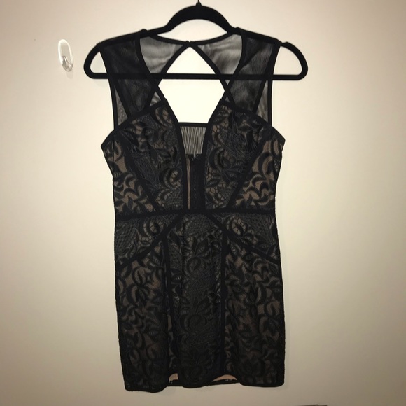Black Lace Deep V Cocktail Dress - Picture 2 of 4